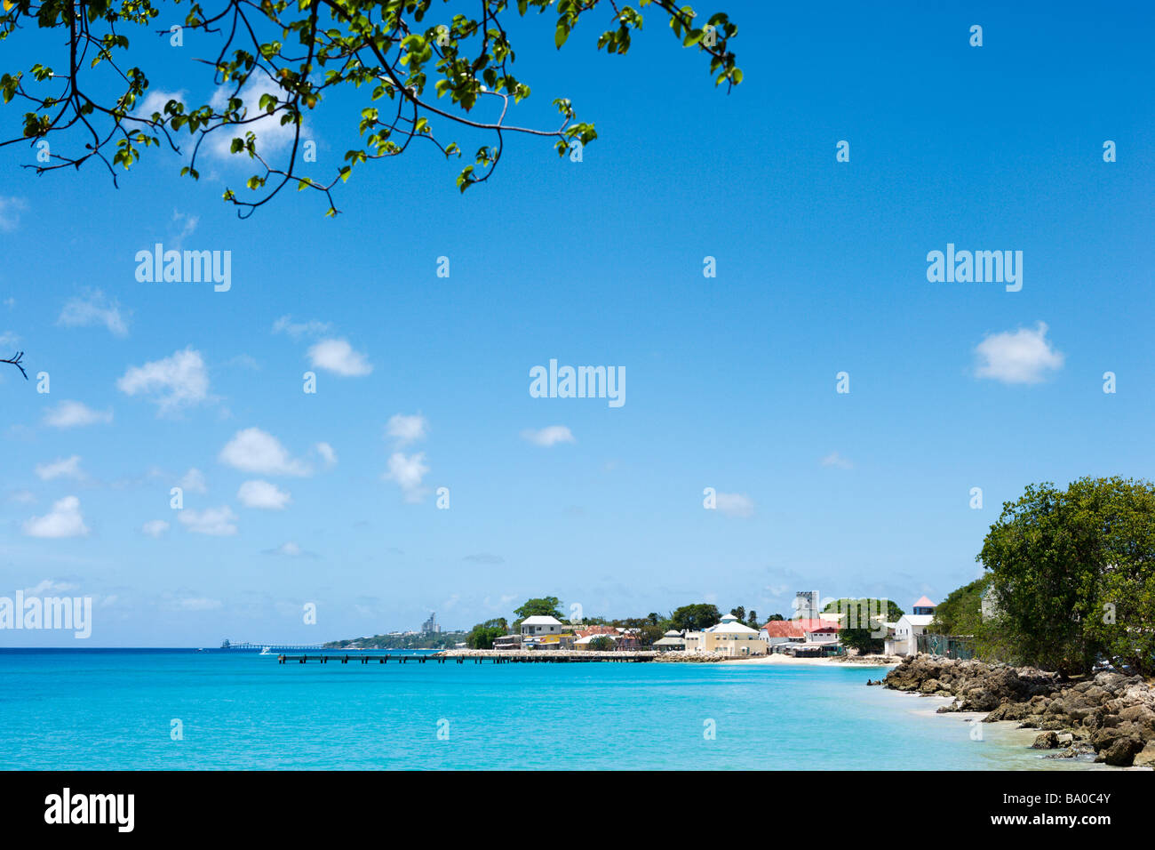 Waterfront and beach at Speightstown, West Coast, Barbados, Lesser Antilles, West Indies, Caribbean Stock Photo