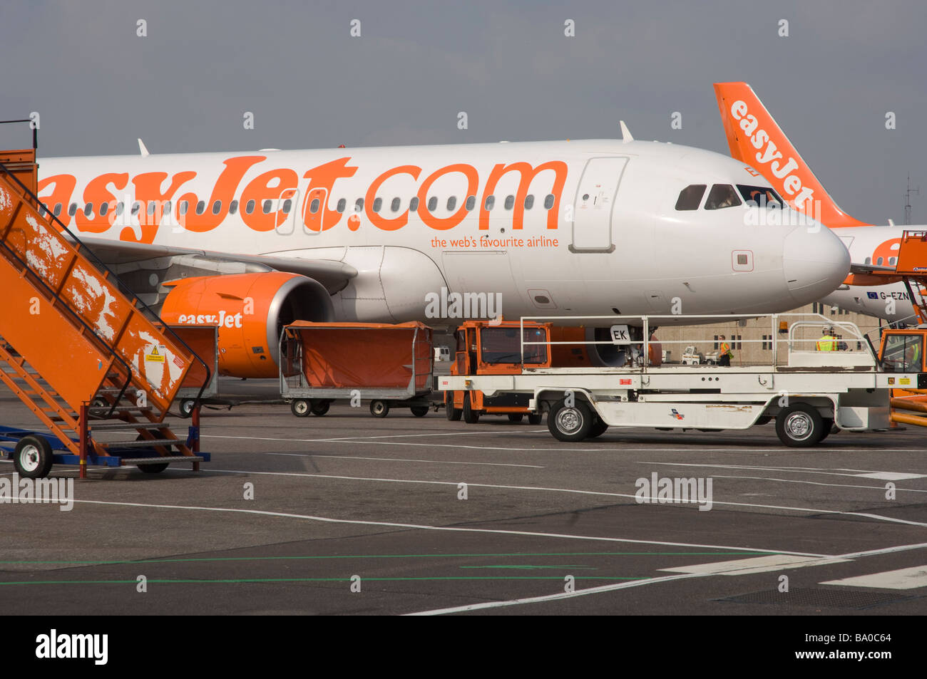 Easyjet plane on tarmac Luton Airport England UK Europe Stock Photo