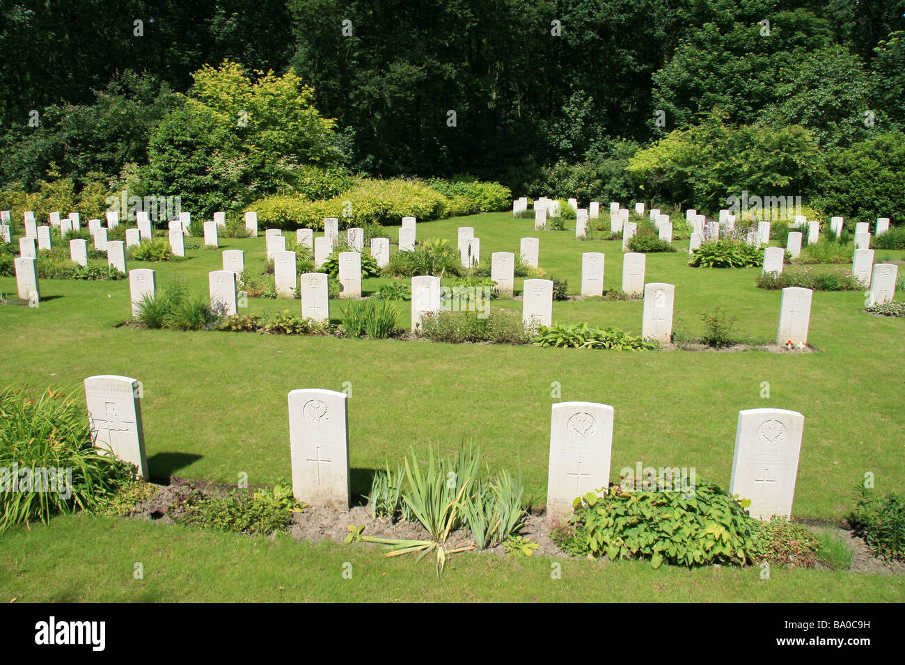 The Rifle House CWGC Cemetery in the centre of Ploegstert (Plugstreet