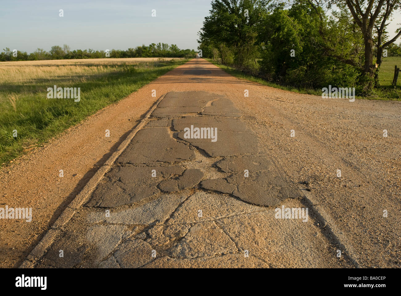 Remnant of the original Route 66 near Miami, Oklahoma, USA Stock Photo