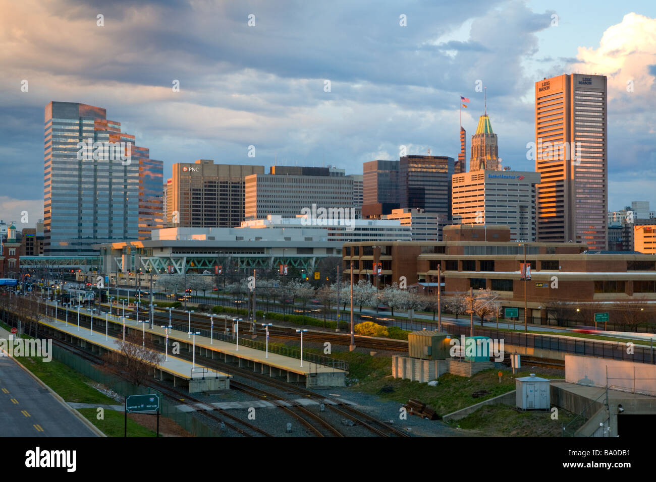 Skyline of Baltimore, Maryland from the south. USA. Stock Photo