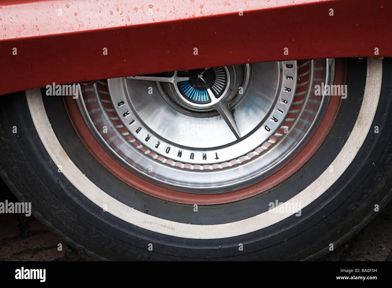 Classic car Thunderbird wheel trim and tire Stock Photo