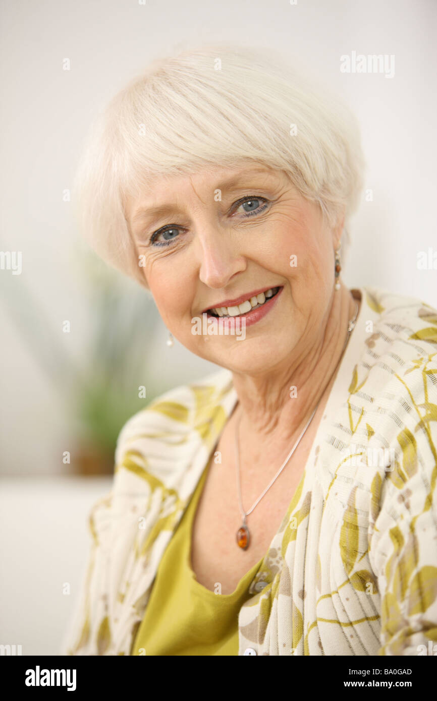 Senior woman closeup portrait Stock Photo