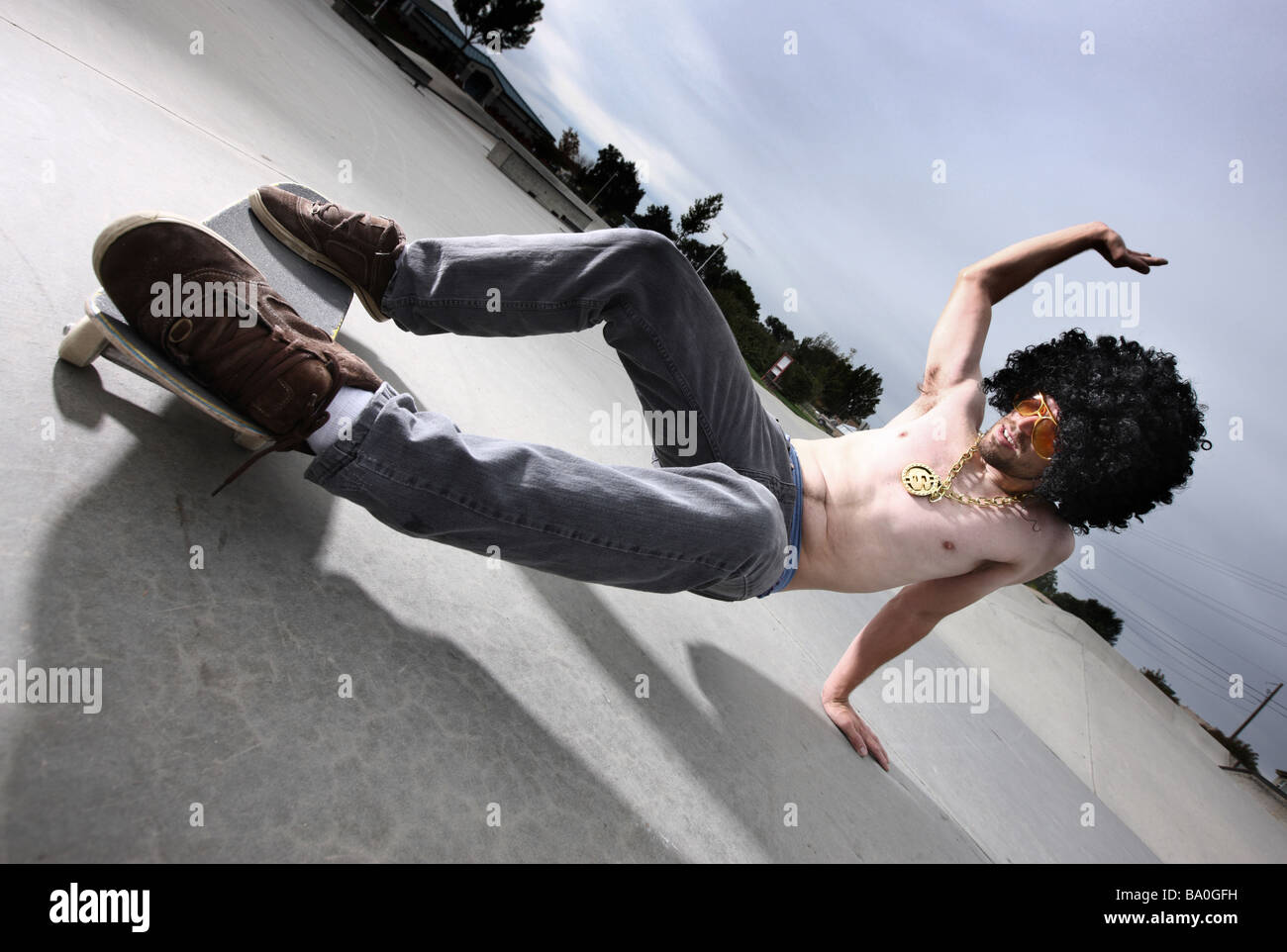 Afro skateboarder Stock Photo
