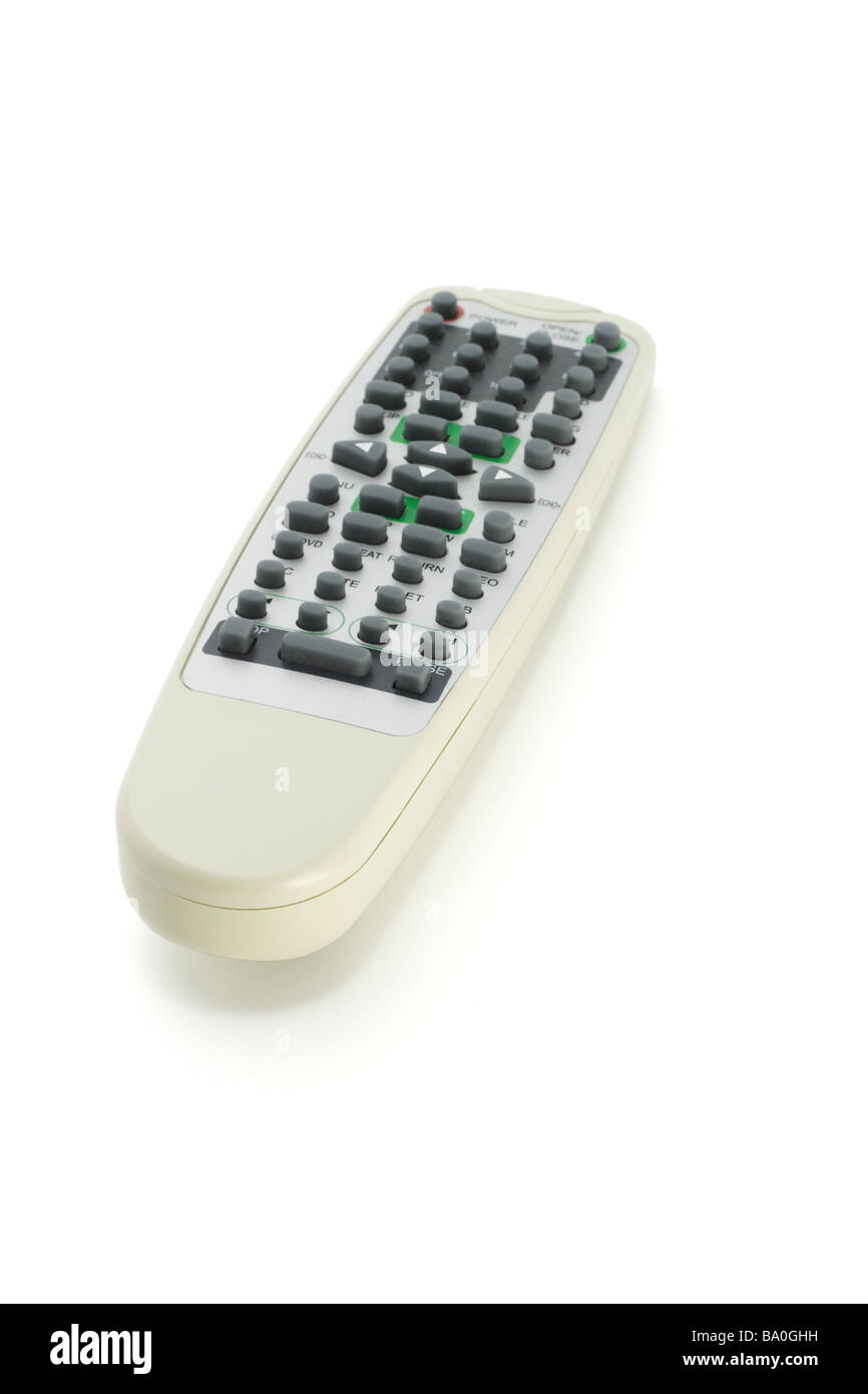 Remote control for audio visual electronic equipment on white