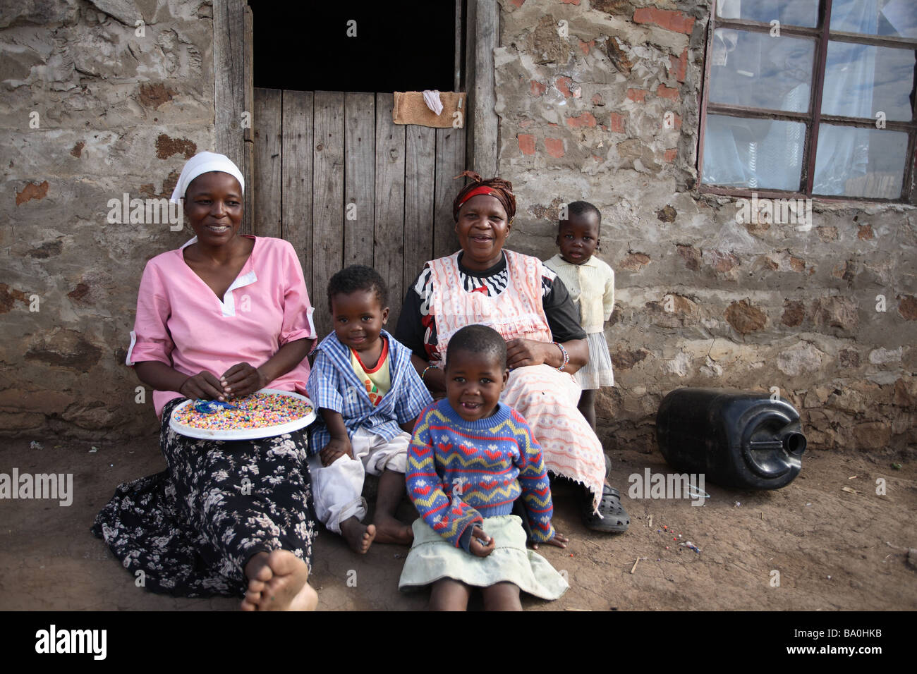 Zulu family in Kwazulu Natal, South Africa. Stock Photo