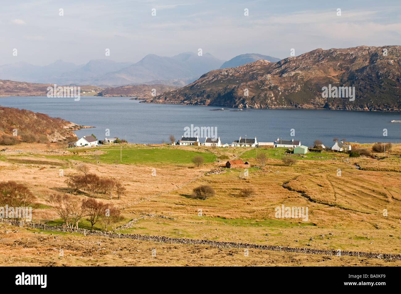 Kenmore crofting and fishing community on the edge of Loch Torridon Wester Ross in the Scottish Highlands    SCO 2291 Stock Photo