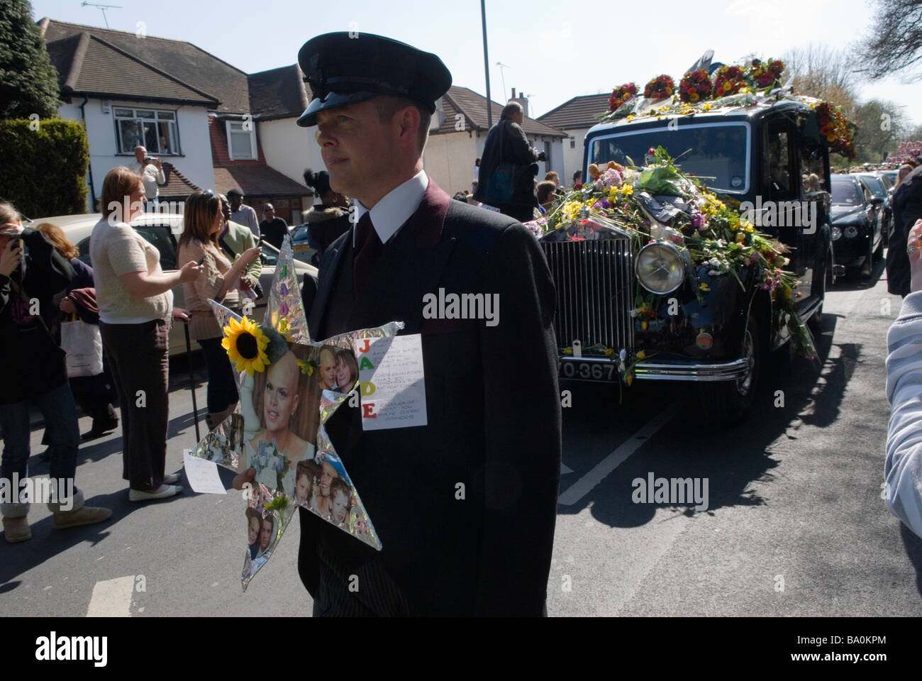 Jade Goody Funeral April 4 2009 TV Reality Star funeral service at St Johns ChuRch Buckhurst Hill Essex England 2000S HOMER SYKES Stock Photo