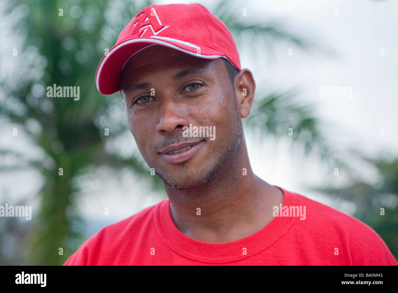 Portrait of a 30 year old Dominican man, Dominican Republic Stock Photo