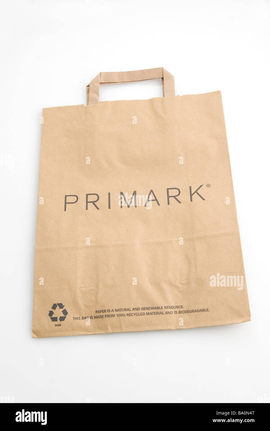 Primark brown paper bag isolated against a white background Stock Photo
