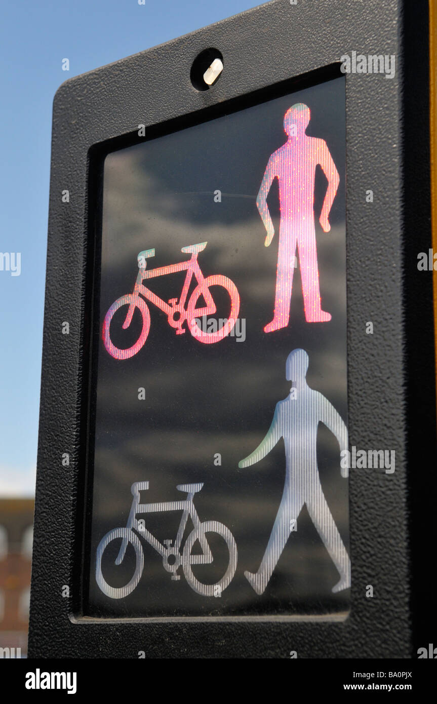 Pedestrian and cyclist traffic crossing signal Stock Photo