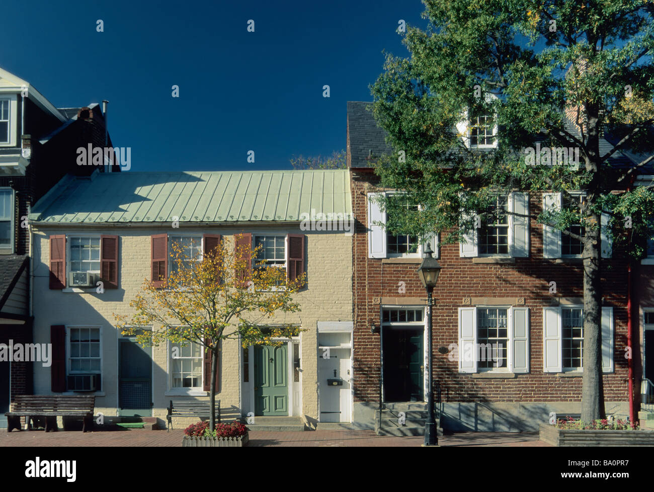 Houses at Caroline Street in Fredericksburg Virginia USA Stock Photo