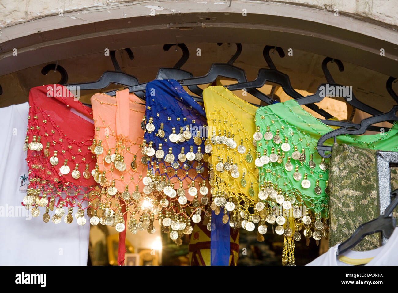 Colourful tops for sale, -Jerash, Jordan Stock Photo