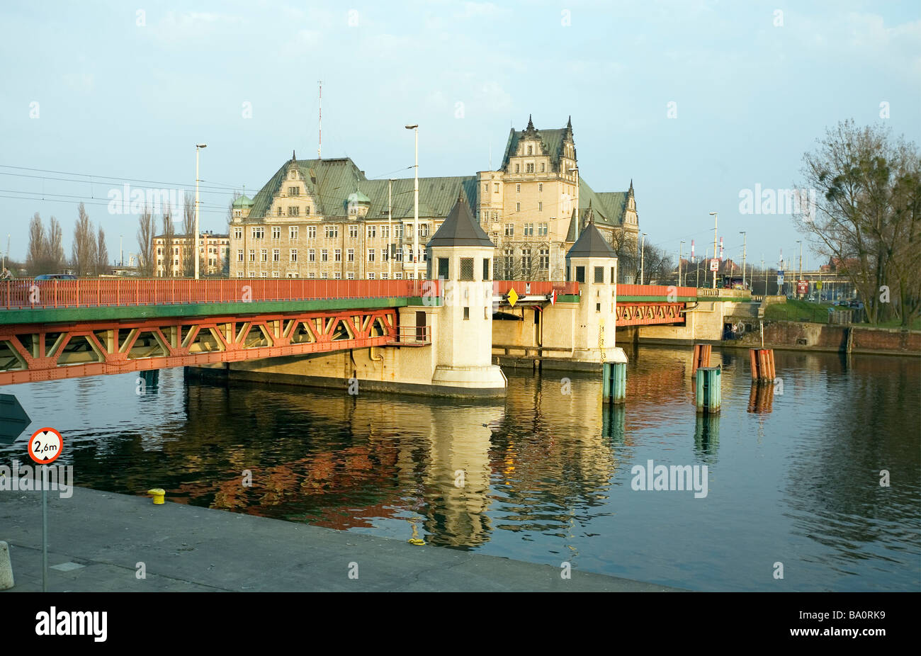 The Long Bridge and Customs Office Building, Szczecin, Poland Stock Photo