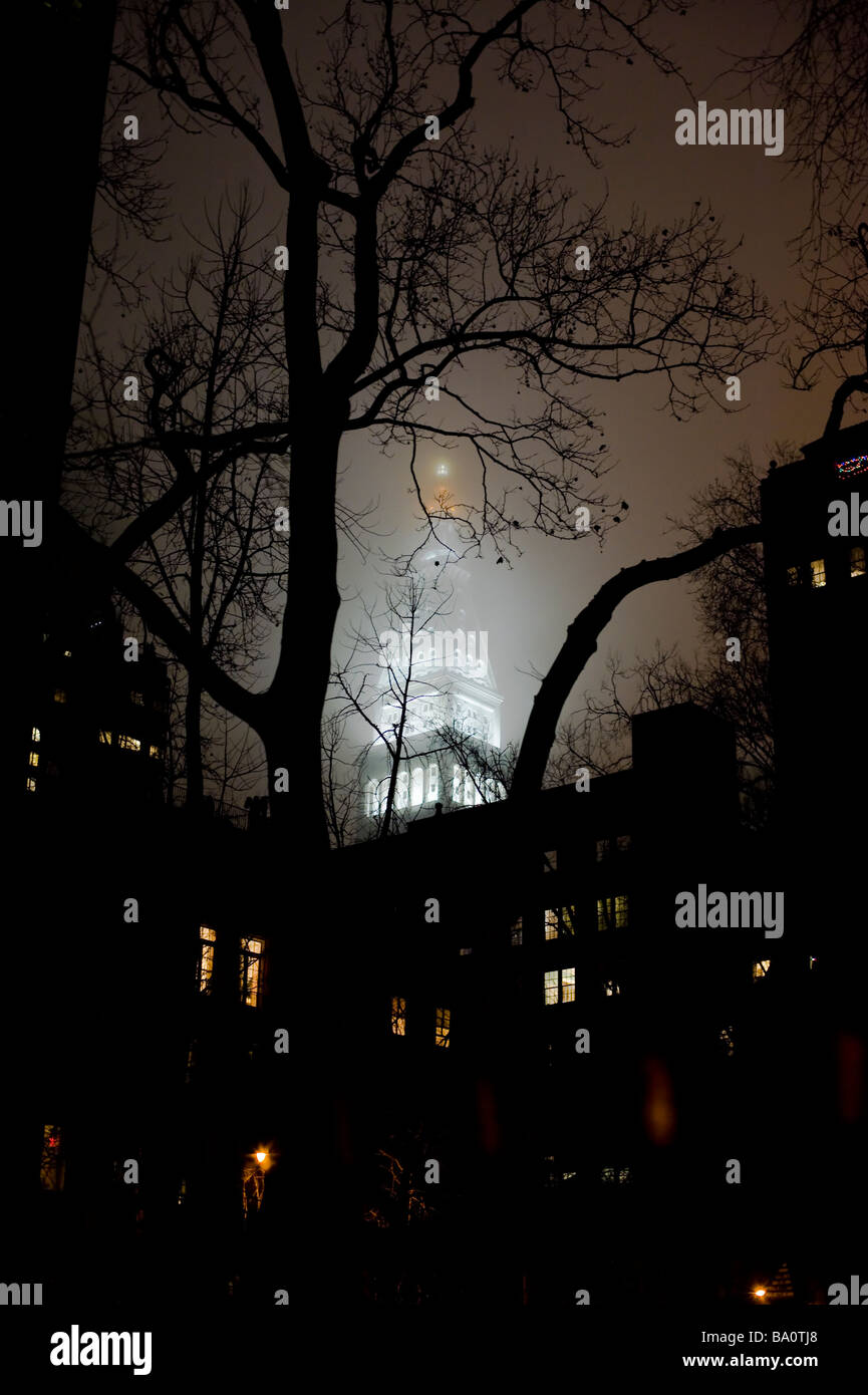 View of the Metropolitan Life building lit at Night. Midtown Manhattan, New York City, USA. Stock Photo