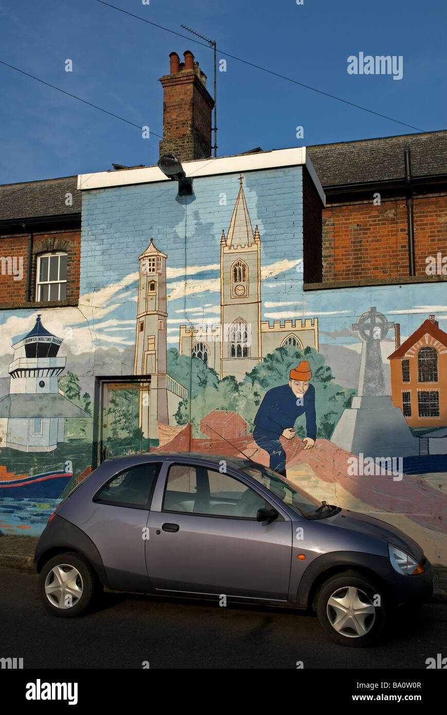 A mural depicting the history and heritage of the seaside town of