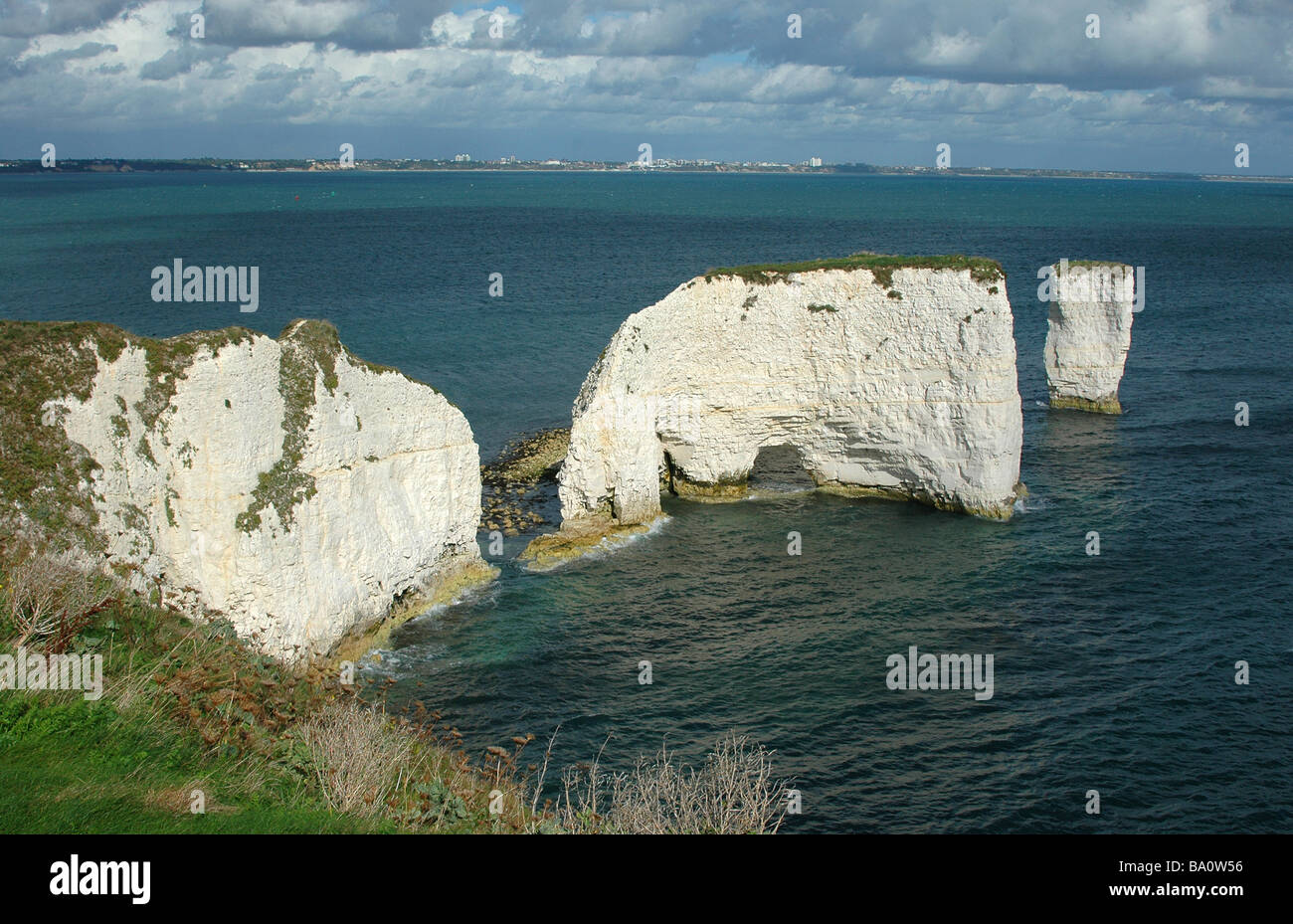 Old Harry Rocks, Dorset, UK - entrance of Poole Harbour Stock Photo - Alamy