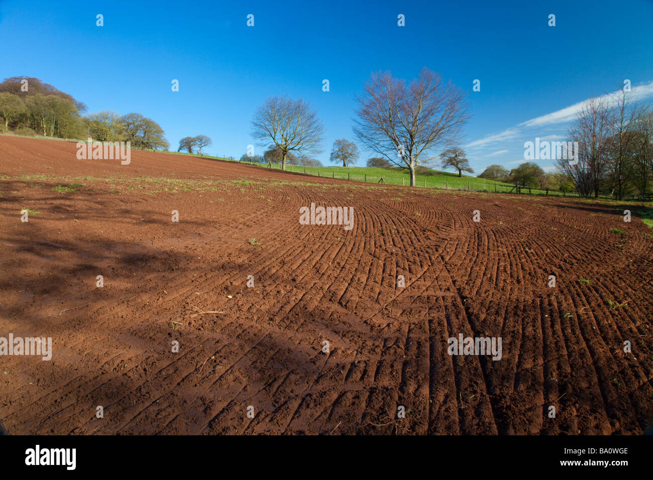 Farming land along the sandstone trail in Cheshire Stock Photo