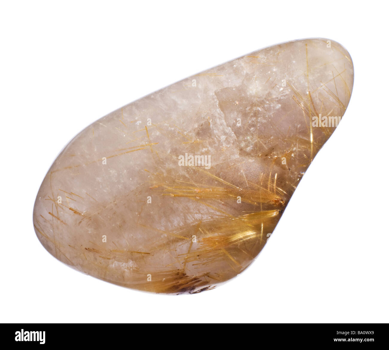 Rutilated Quartz tumblestone (acicular Rutile crystals in quartz Stock
