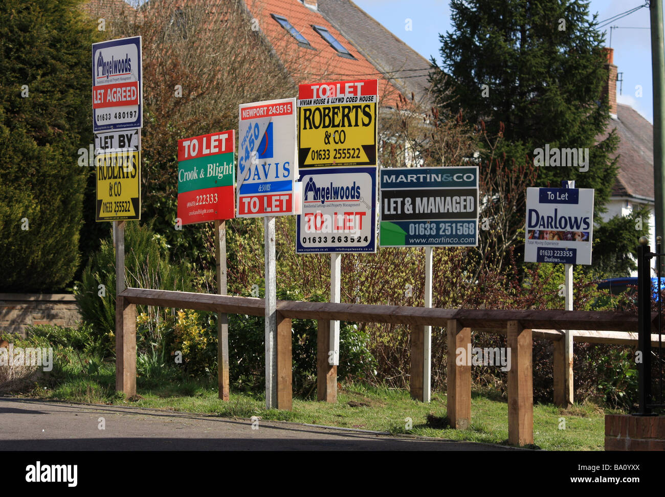 Estate agent signs in Newport, south Wales Stock Photo Alamy