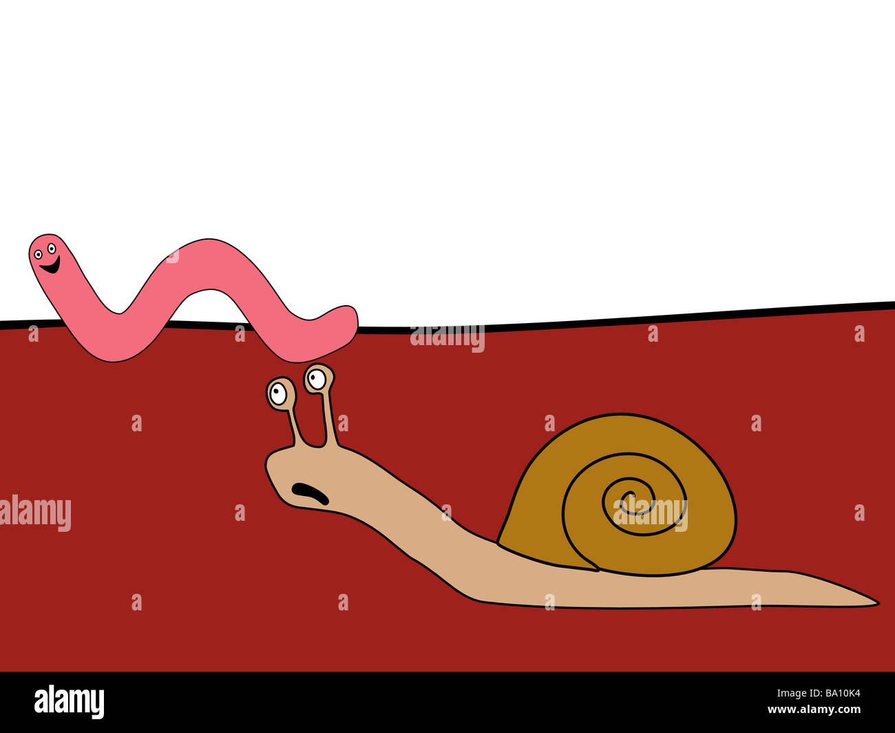 snail and worm - fast and furious Stock Photo