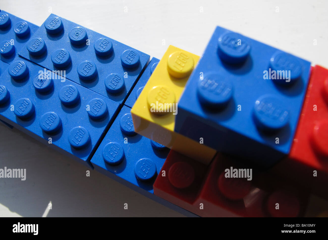 Childs Lego plastic building blocks Stock Photo