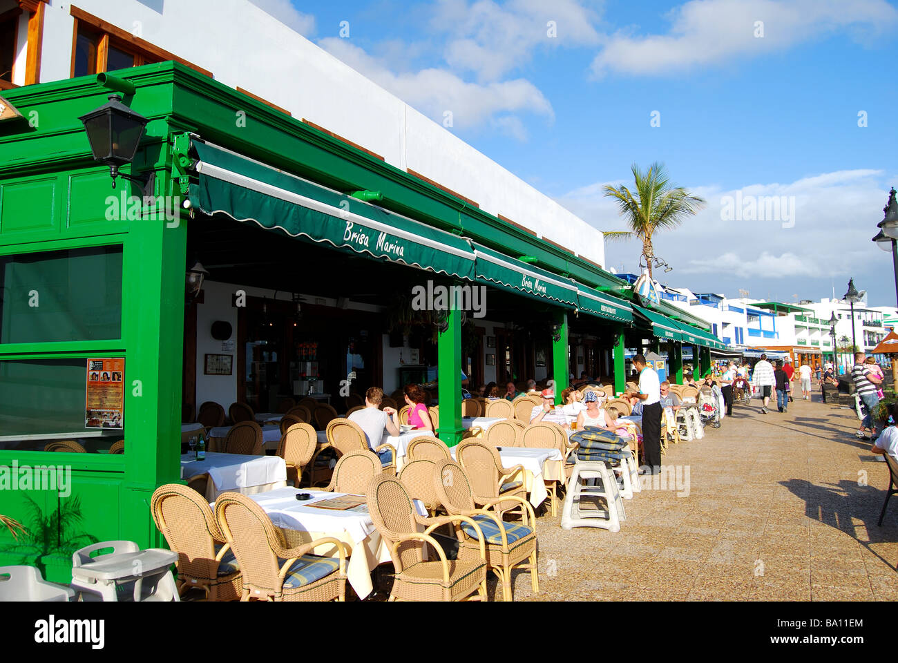 Promenade restaurant, Playa Blanca, Lanzarote, Canary Islands, Spain Stock Photo