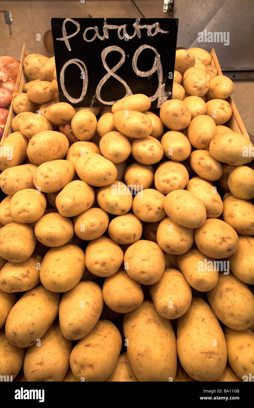 Potato stall Stock Photo