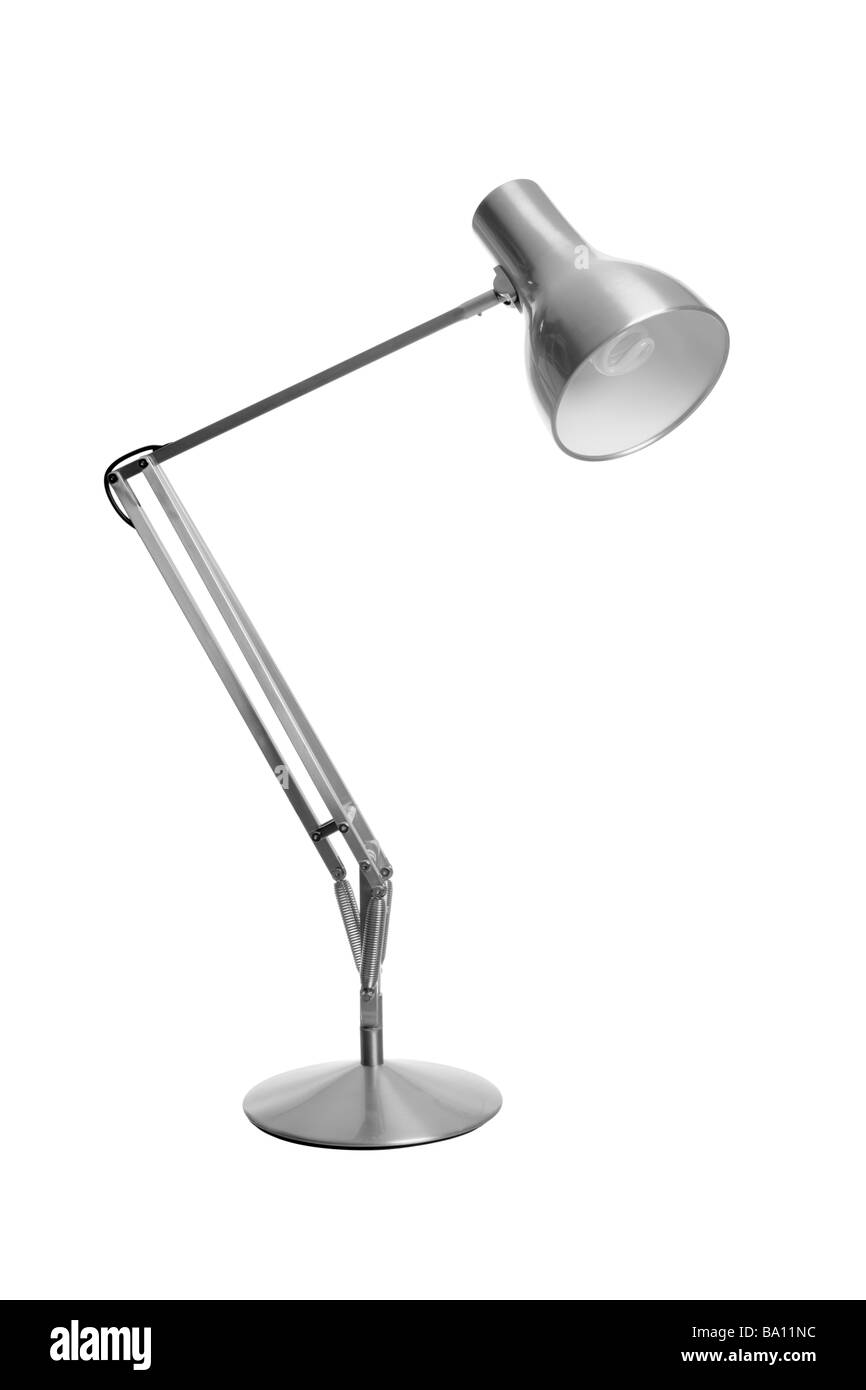 Silver Anglepoise table Lamp Stock Photo