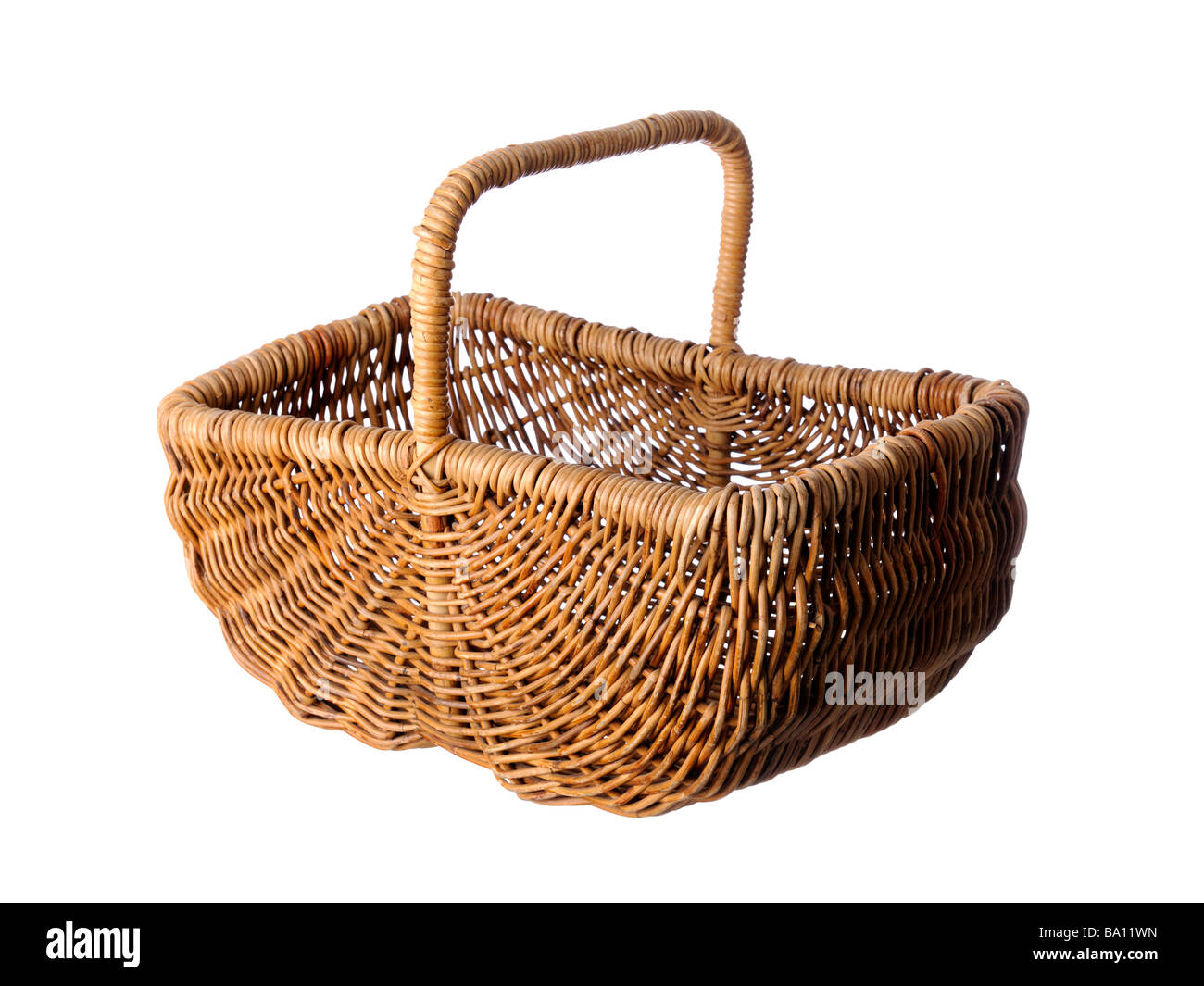 Empty traditional wicker basket Stock Photo