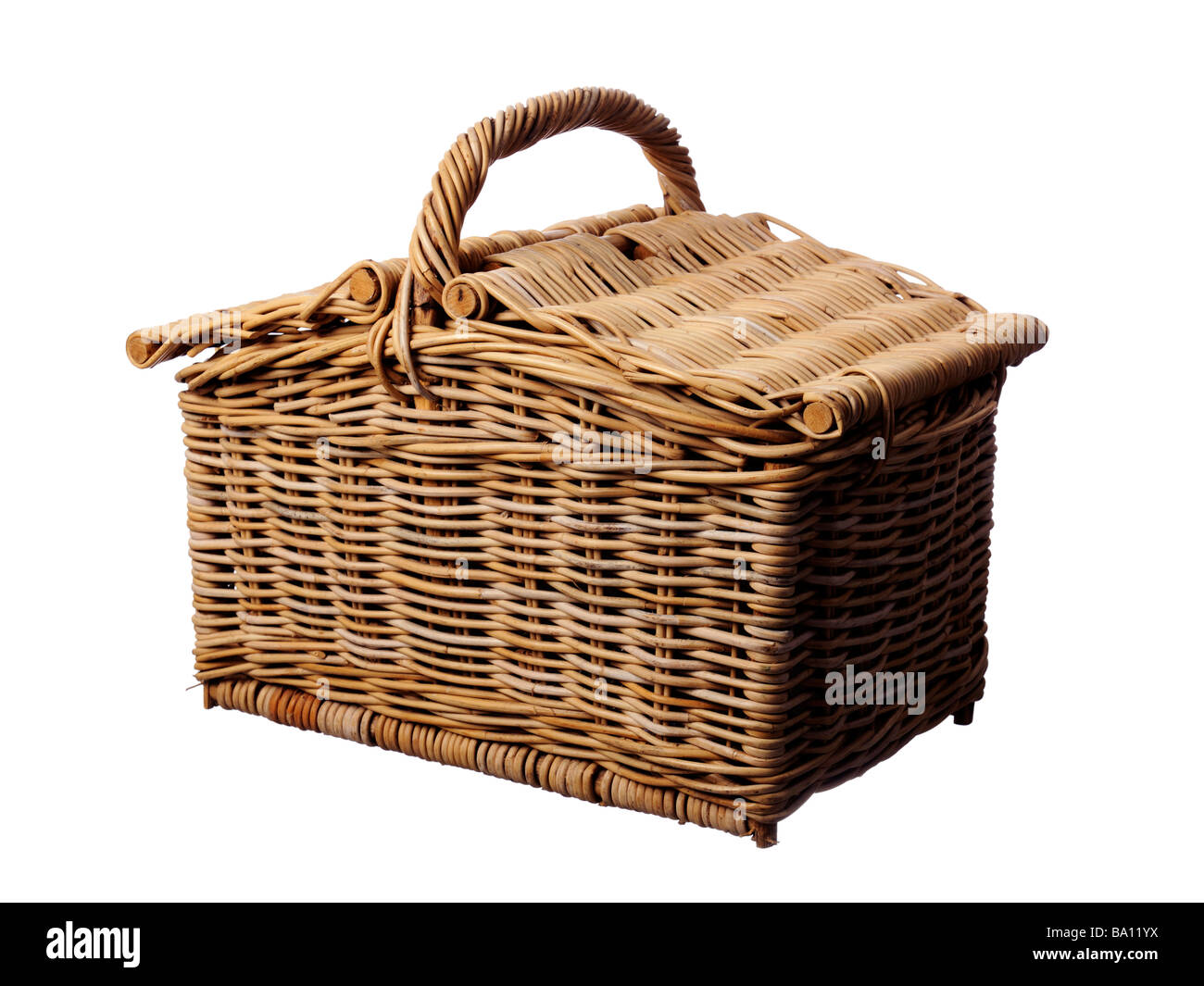 traditional wicker picnic basket Stock Photo