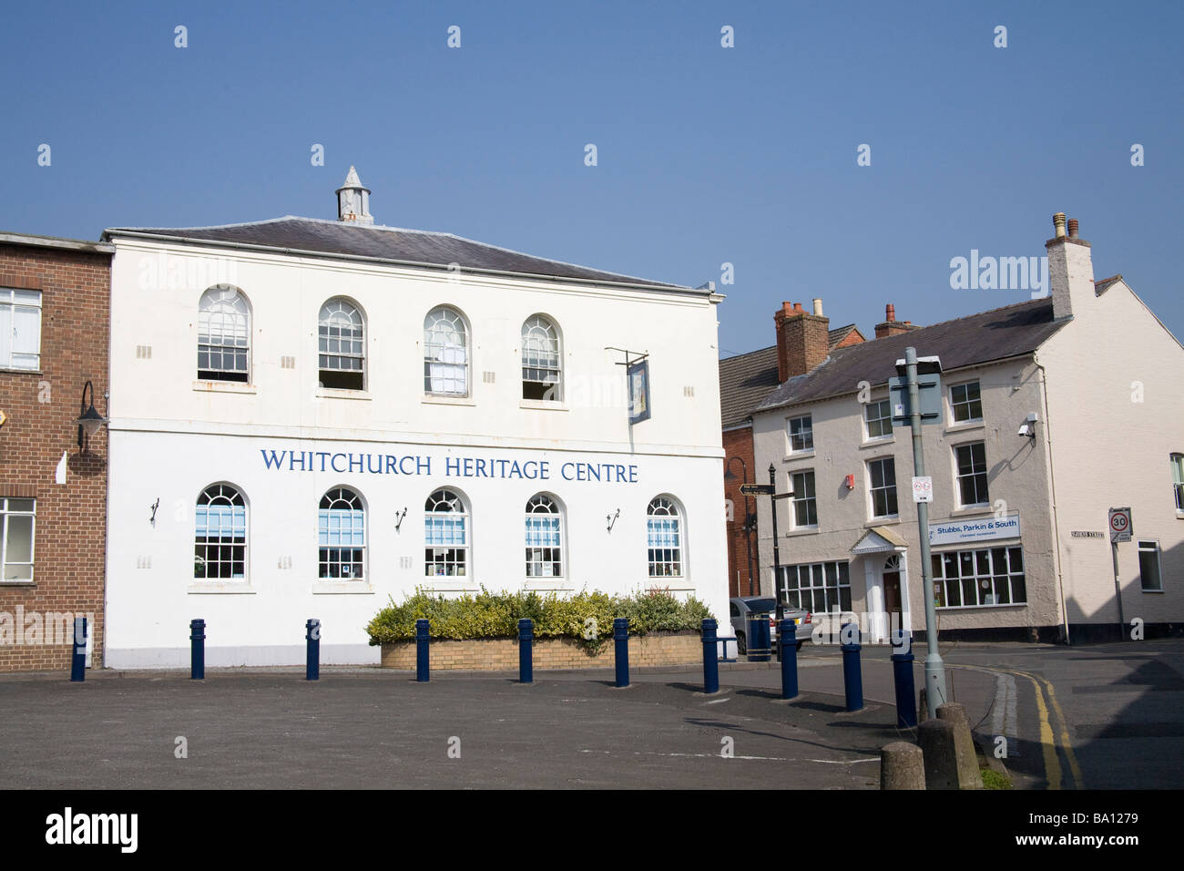 Whitchurch Shropshire England UK March The white washed building of the town's Heritage Centre