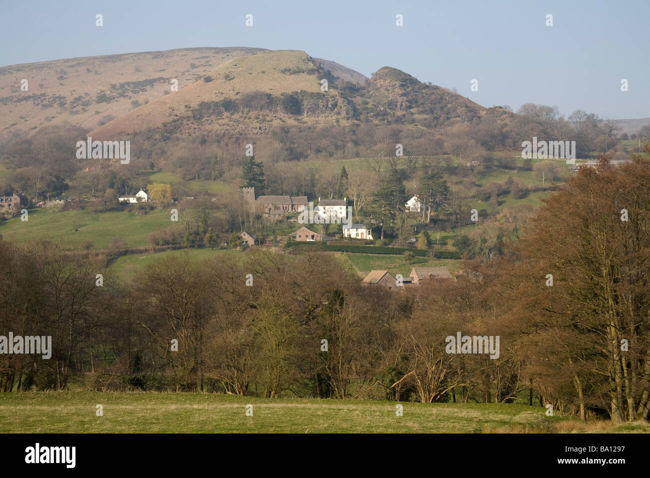 Cwmyoy Monmouthshire Wales UK March Looking across to this small