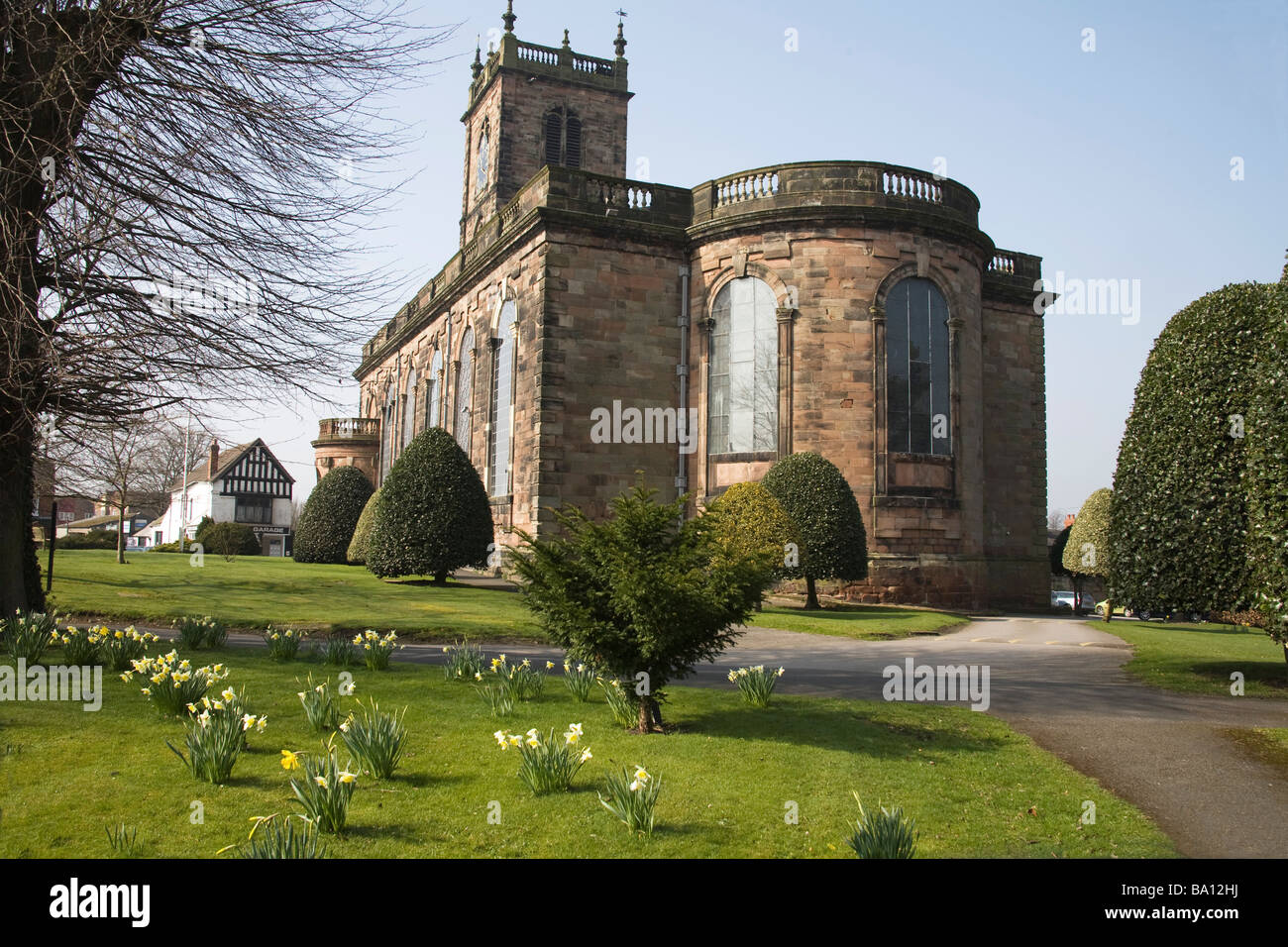 Whitchurch Shropshire England UK March The very impressive St Alkmund's Parish Church Stock