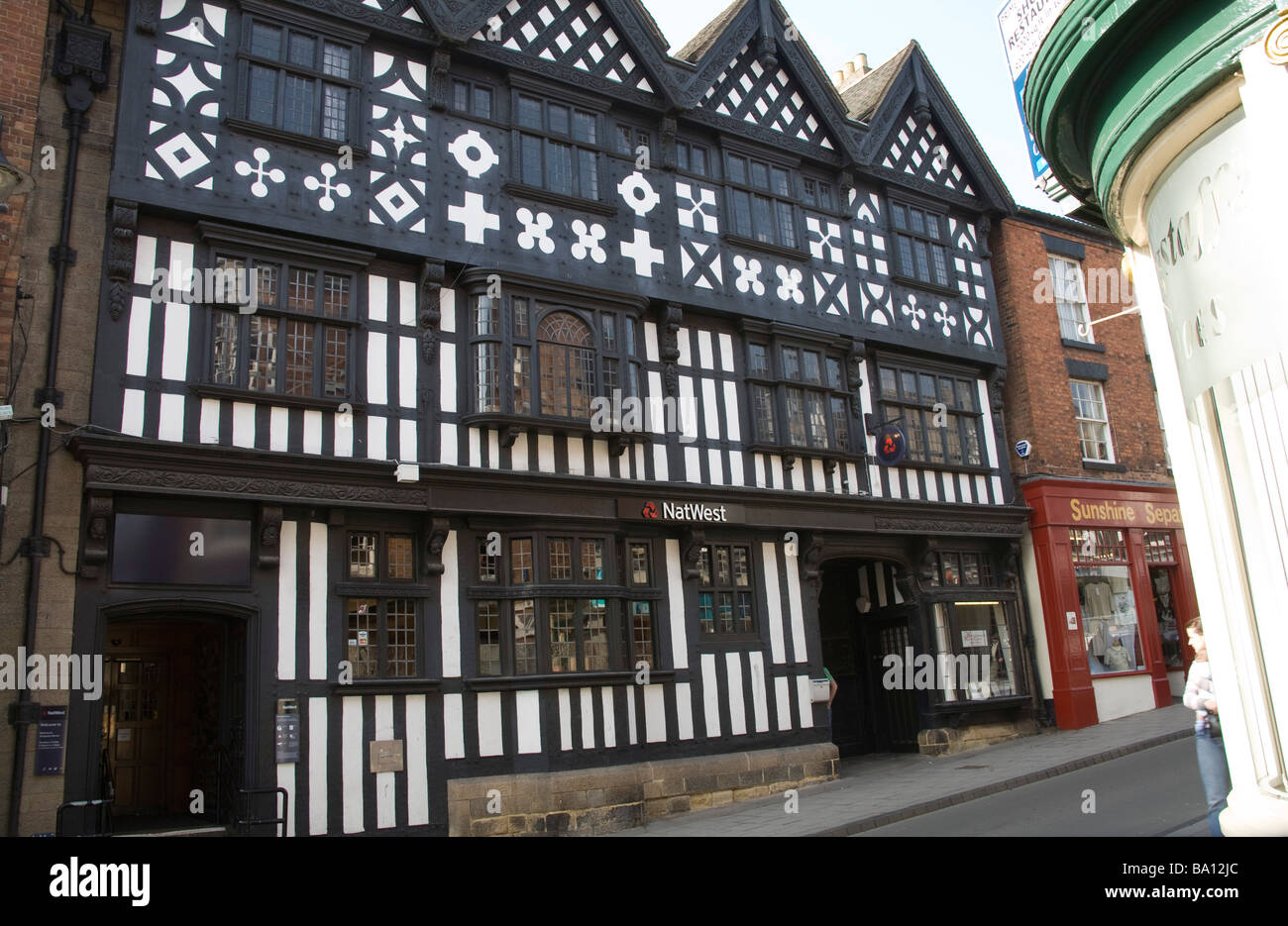 Whitchurch Shropshire England UK March A branch of NatWest Bank housed in a lovely half timbered