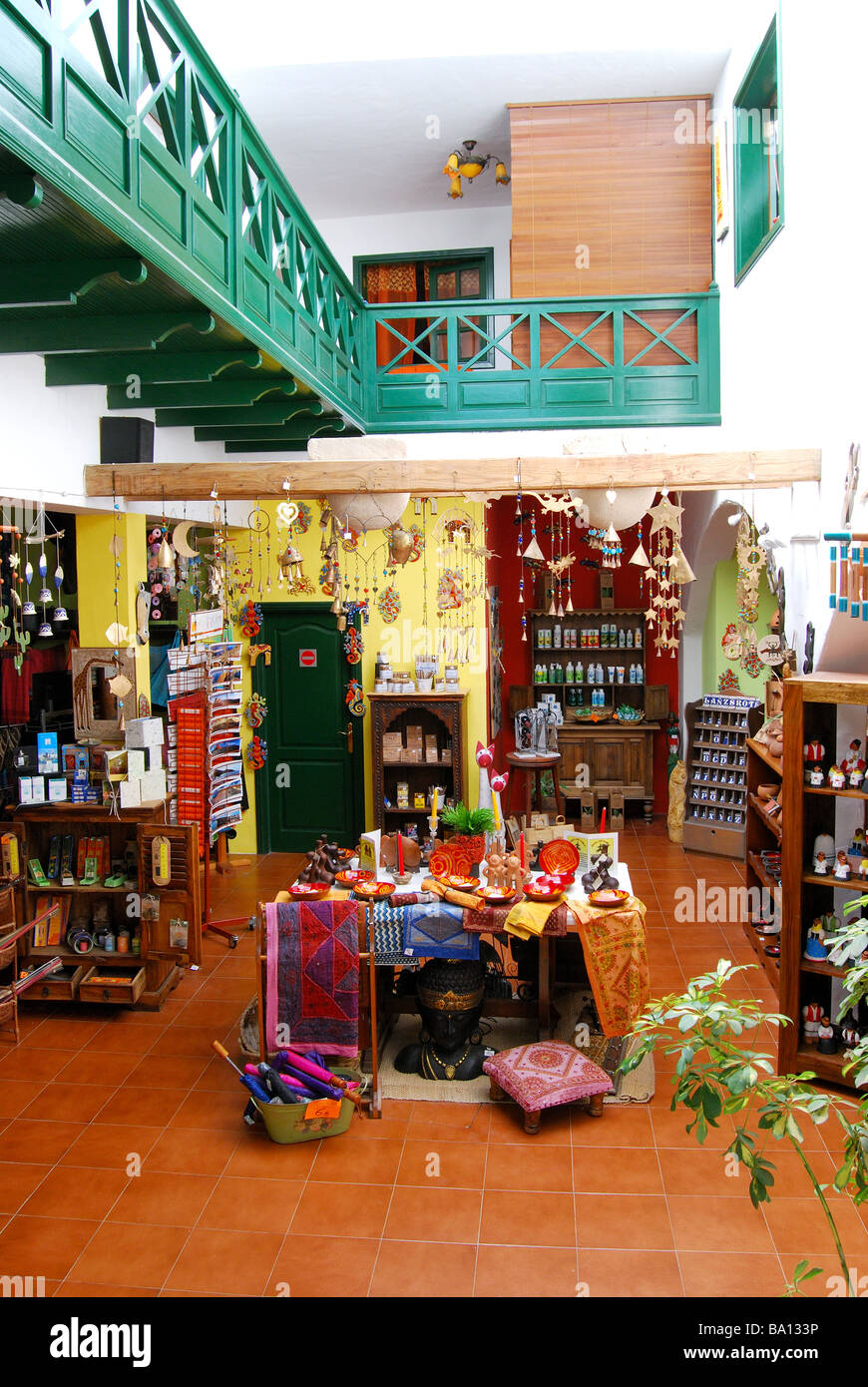 Souvenir boutique interior, Teguise, Lanzarote, Canary Islands, Spain Stock Photo