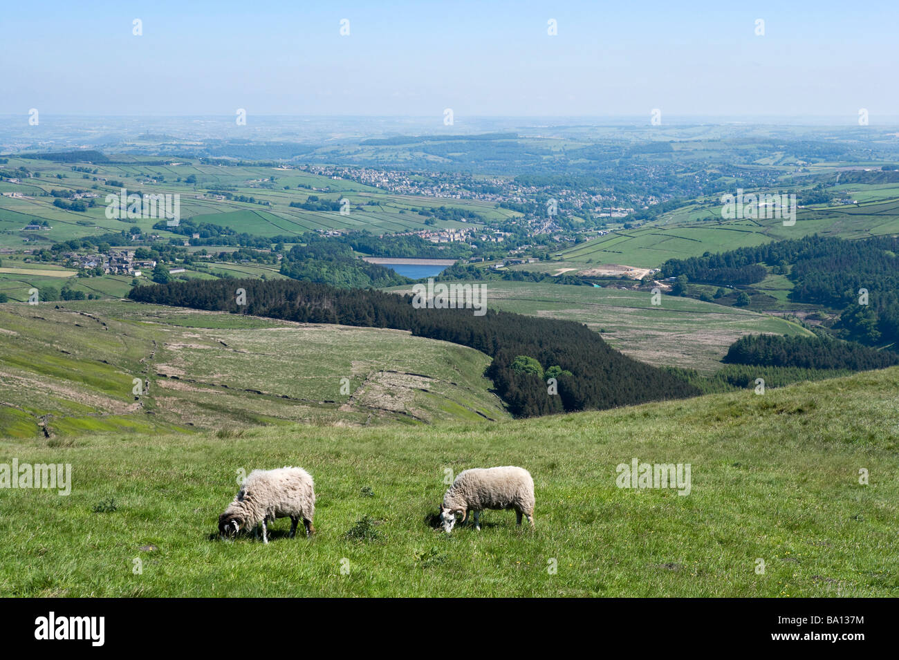 View over Holmfirth and the Holme Valley from Holme Moss, West