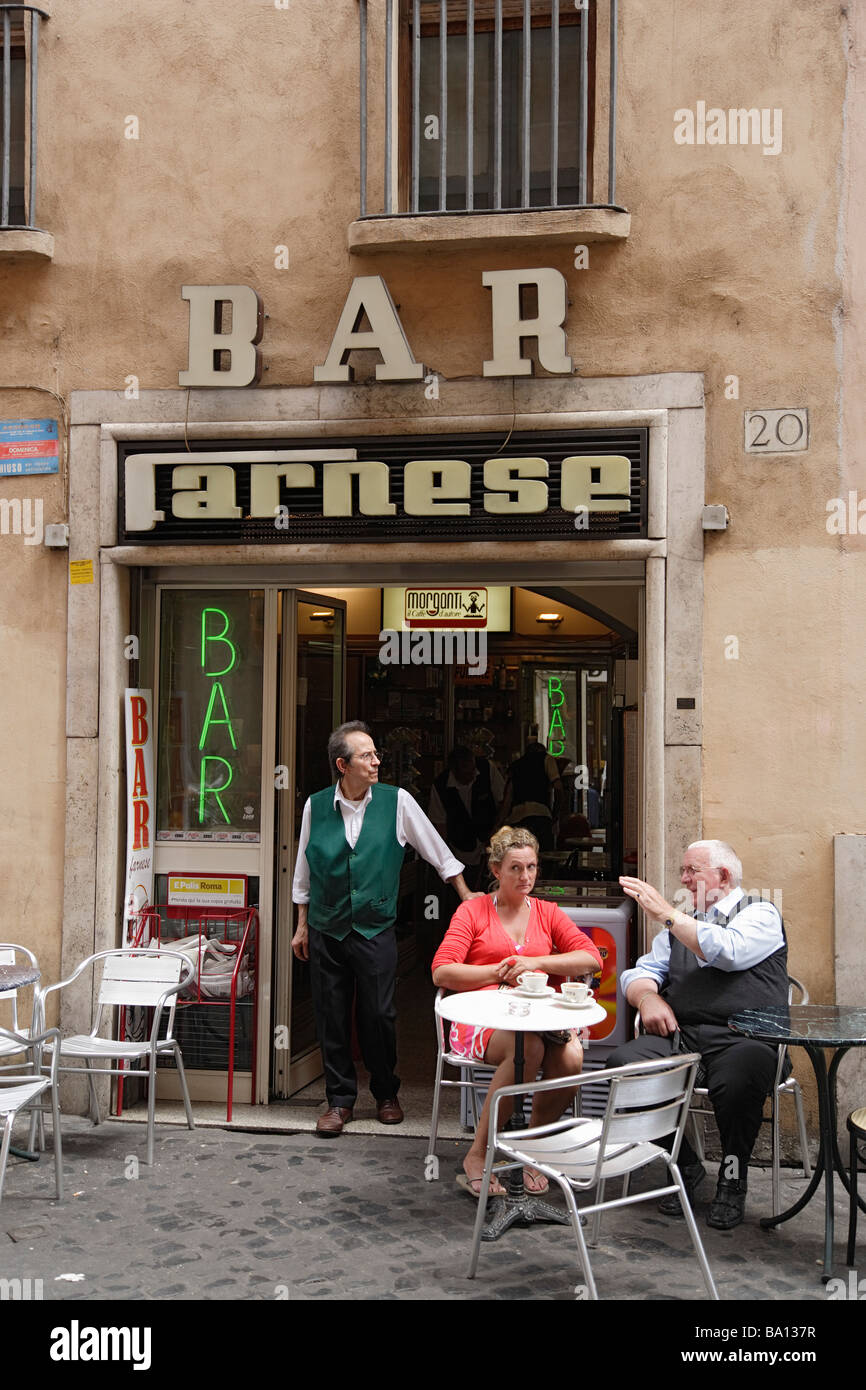 Guests sitting outside a bar Rome Italy Stock Photo Alamy