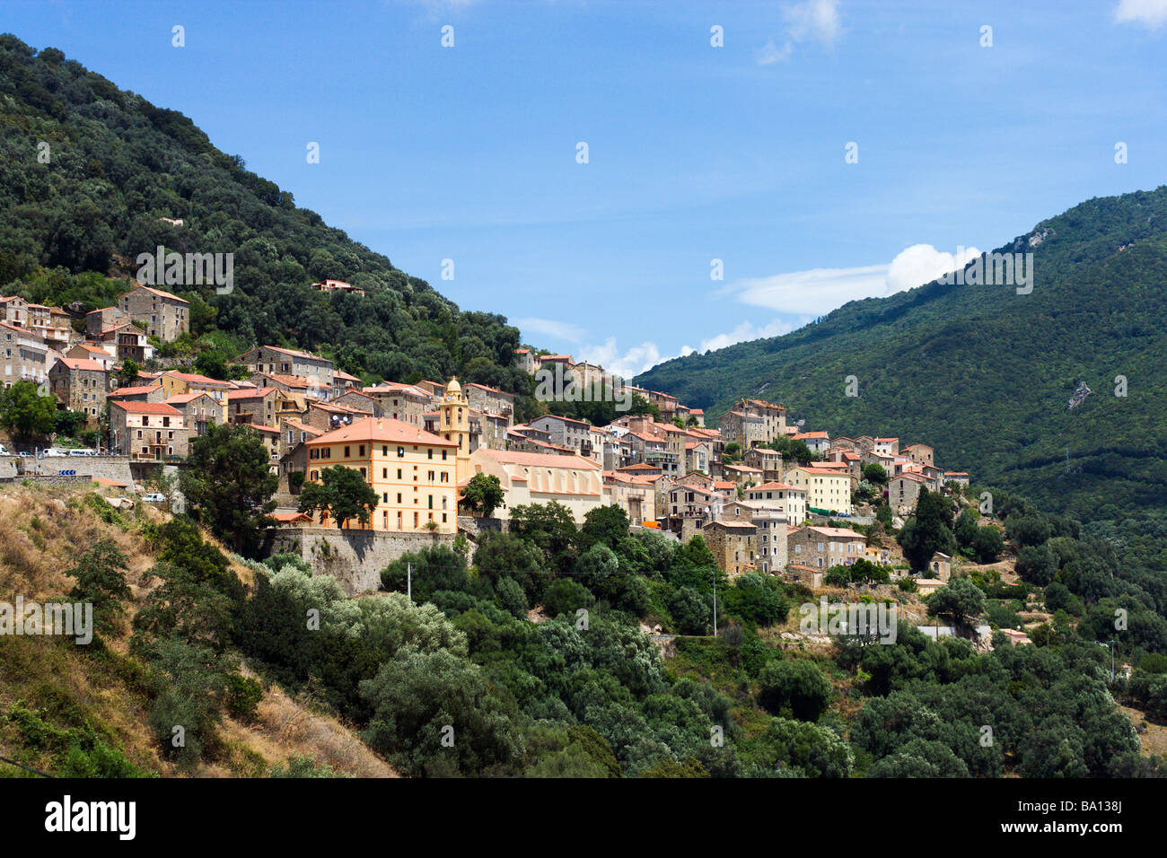 Traditional mountain village of Olmetto, Gulf of Valinco, Corsica ...