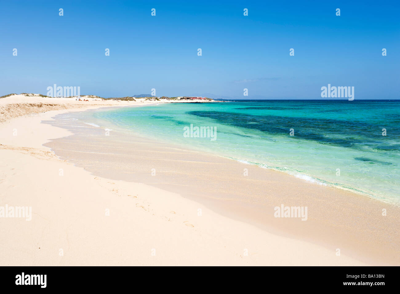 Beach and Sand Dunes, Parque Natural de Corralejo, Fuerteventura, Canary Islands, Spain Stock Photo