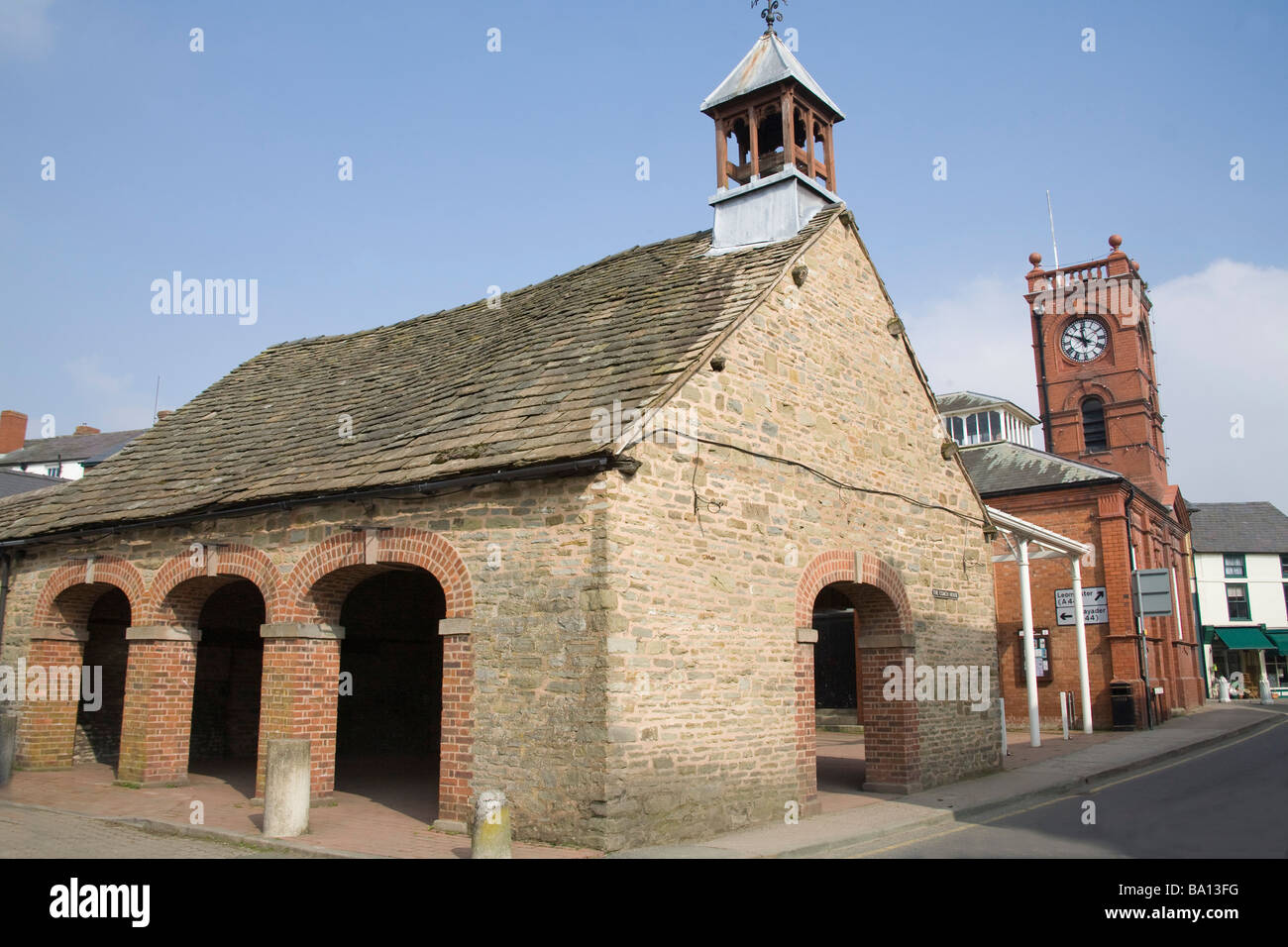 Kington Herefordshire England UK March The Coach House and Market Hall in the centre of this