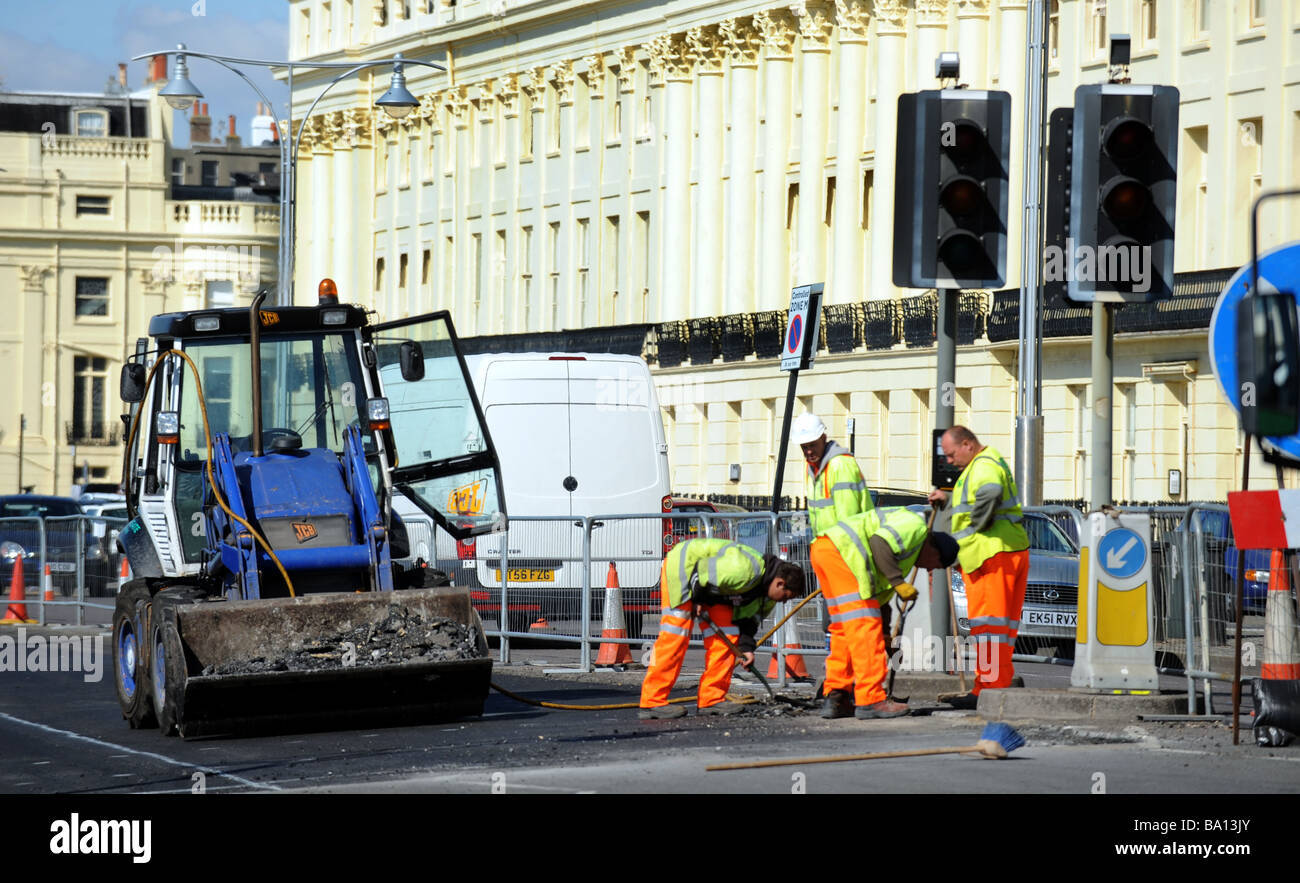 Roadworks along Hove seafront UK Stock Photo