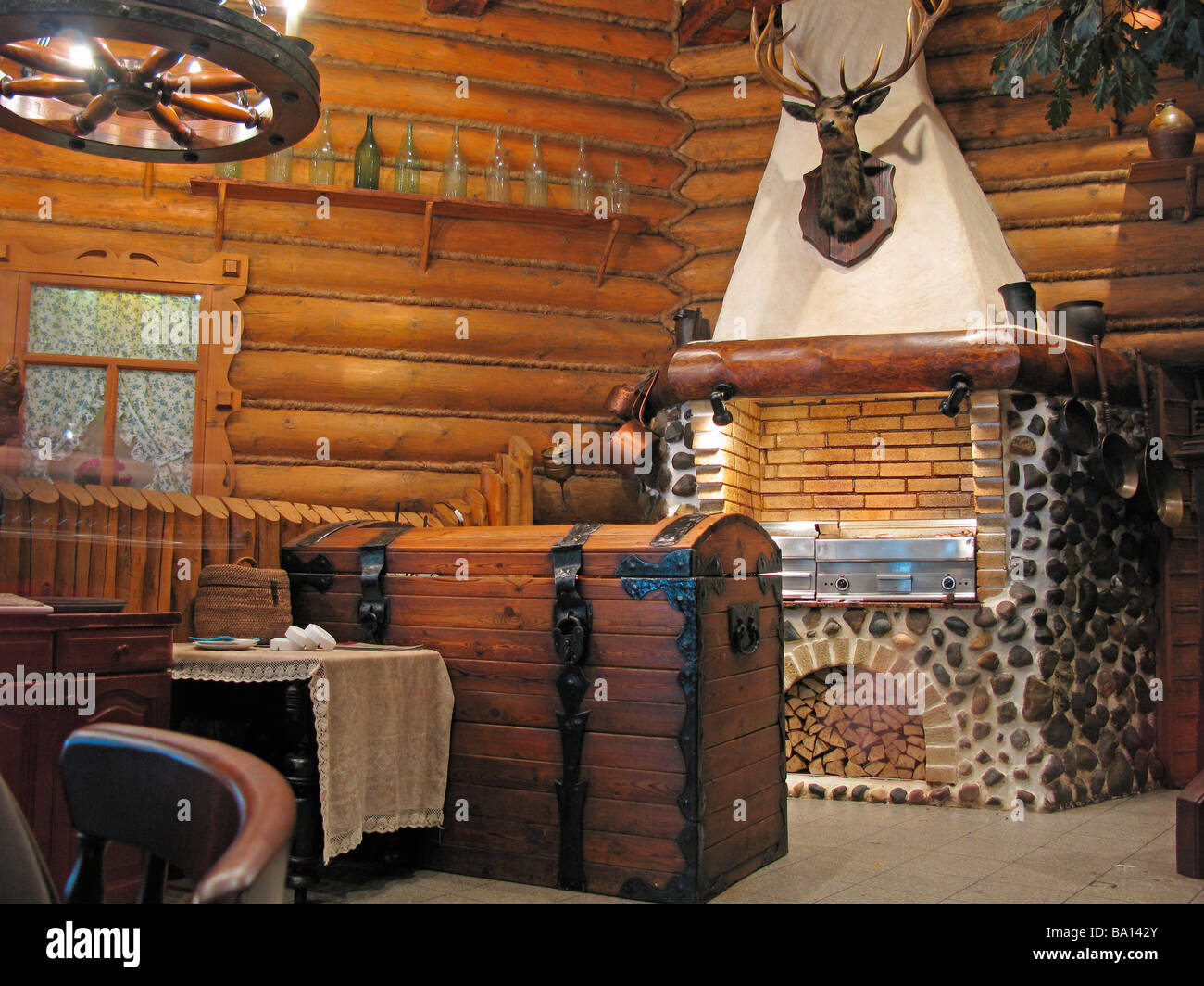Traditional Russian old style house interior Stock Photo - Alamy