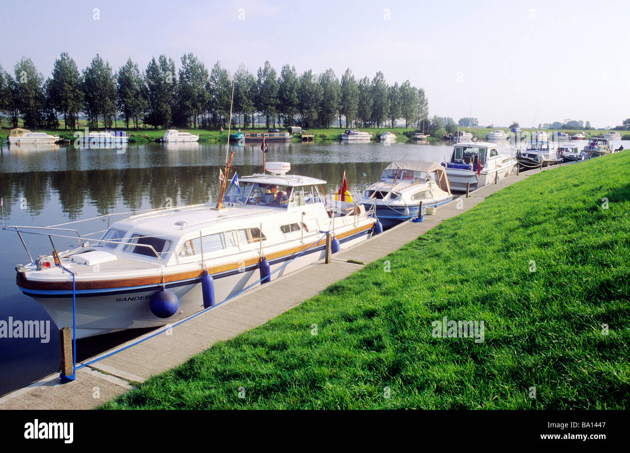 Denver Sluice pleasure craft River Ouse Norfolk England East Anglia UK houseboats boats cabin Denver Sluice pleasure craft River Ouse Norfolk England East Anglia UK houseboats boats cabin