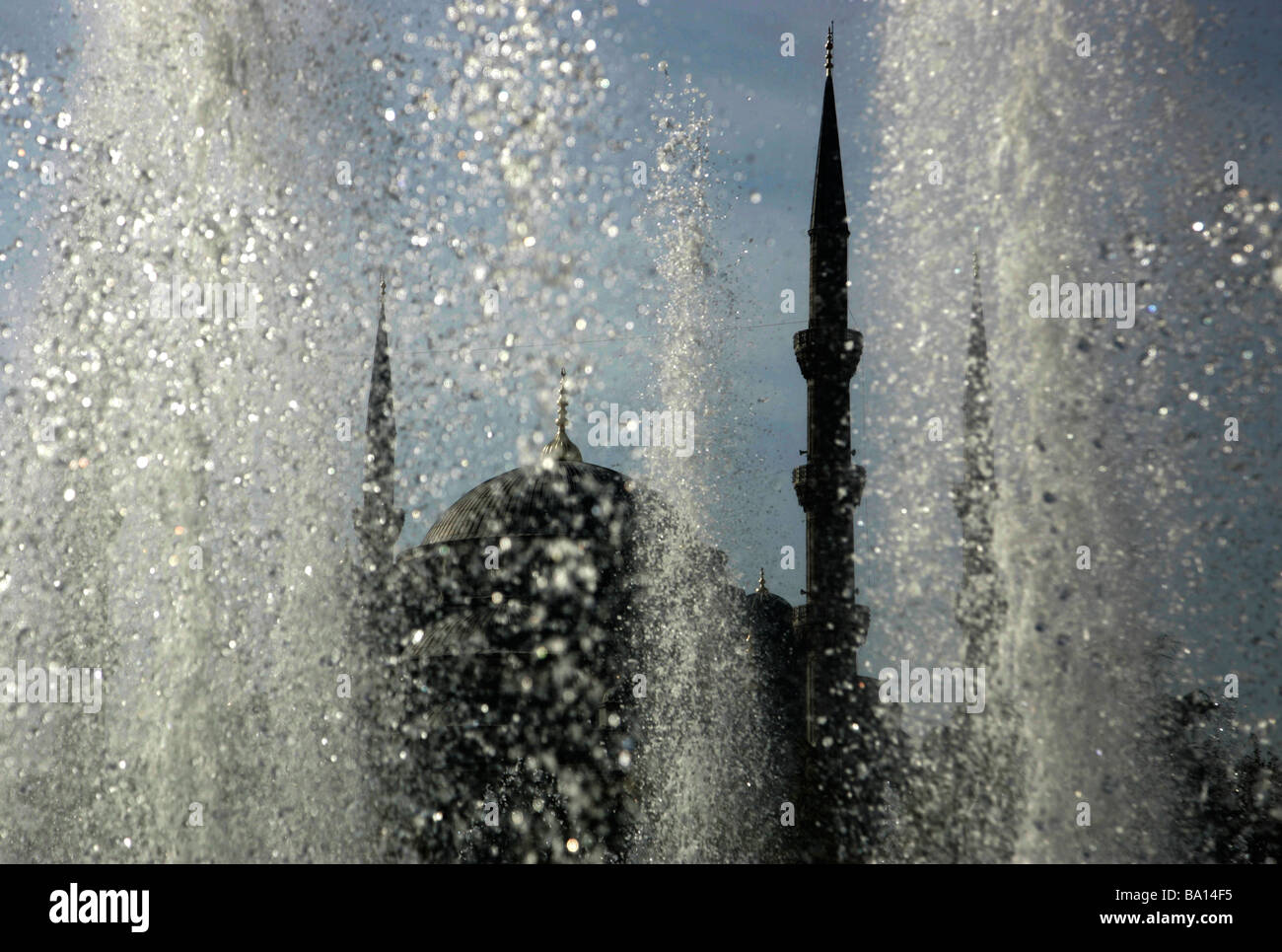 Fountains infront of Sultanahmet Camii or the Sultan Ahmed Mosque ...