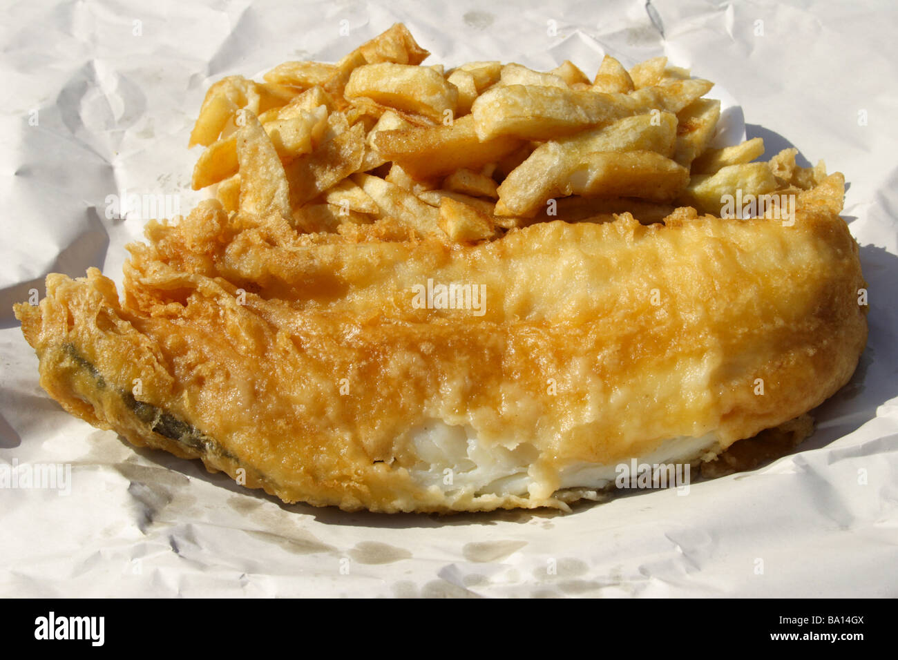 Traditional English fish & chips. Stock Photo