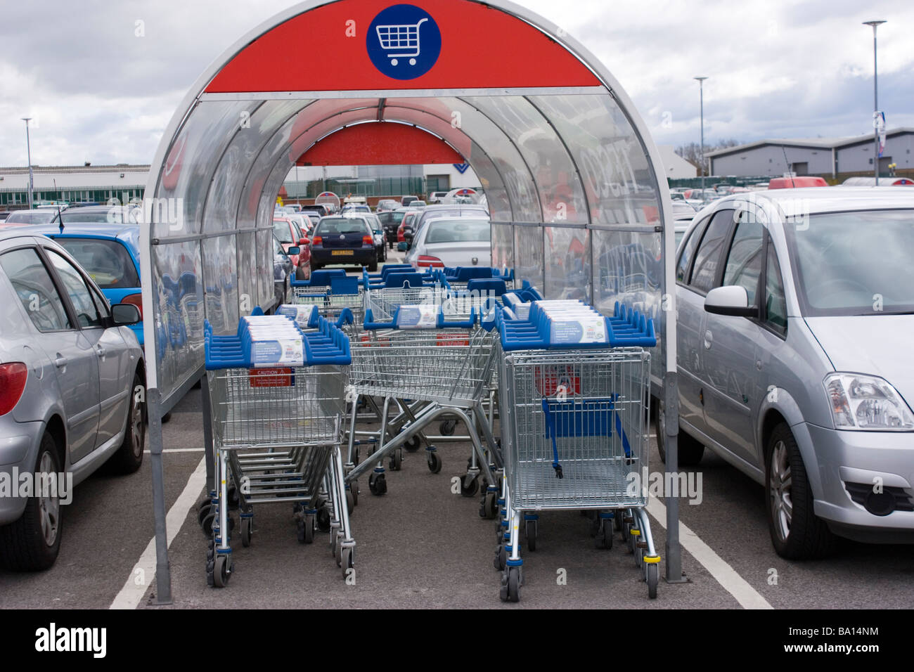 Tesco supermarket shopping trollies hires stock photography and images