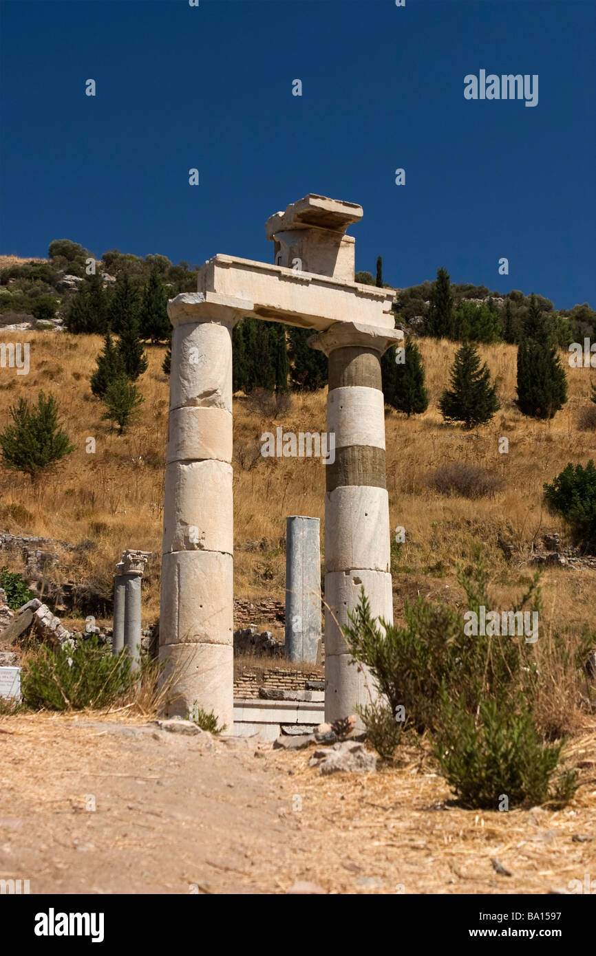 The Prytaneion gate and columns in Ephesus,Turkey Stock Photo