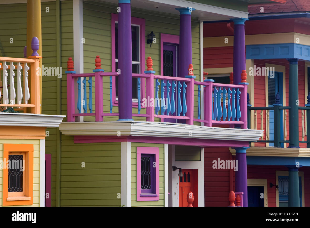 Colorful houses in Portland, Oregon Stock Photo