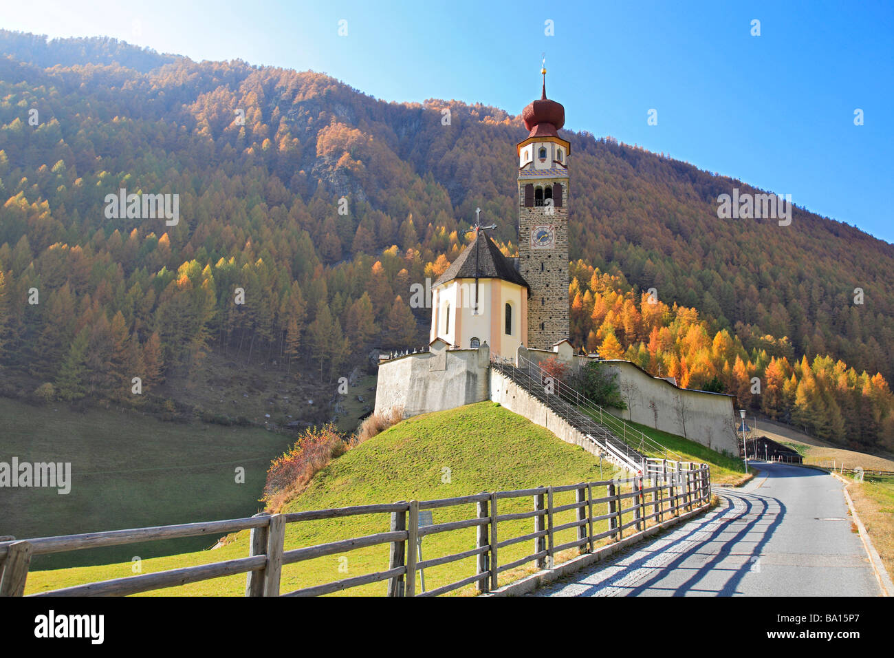 pilgrimage Madonna di Senales Unser Frau in Schnals im Schnalstal Val Senales Vinschgau Val Venosta Trentino Italy Stock Photo